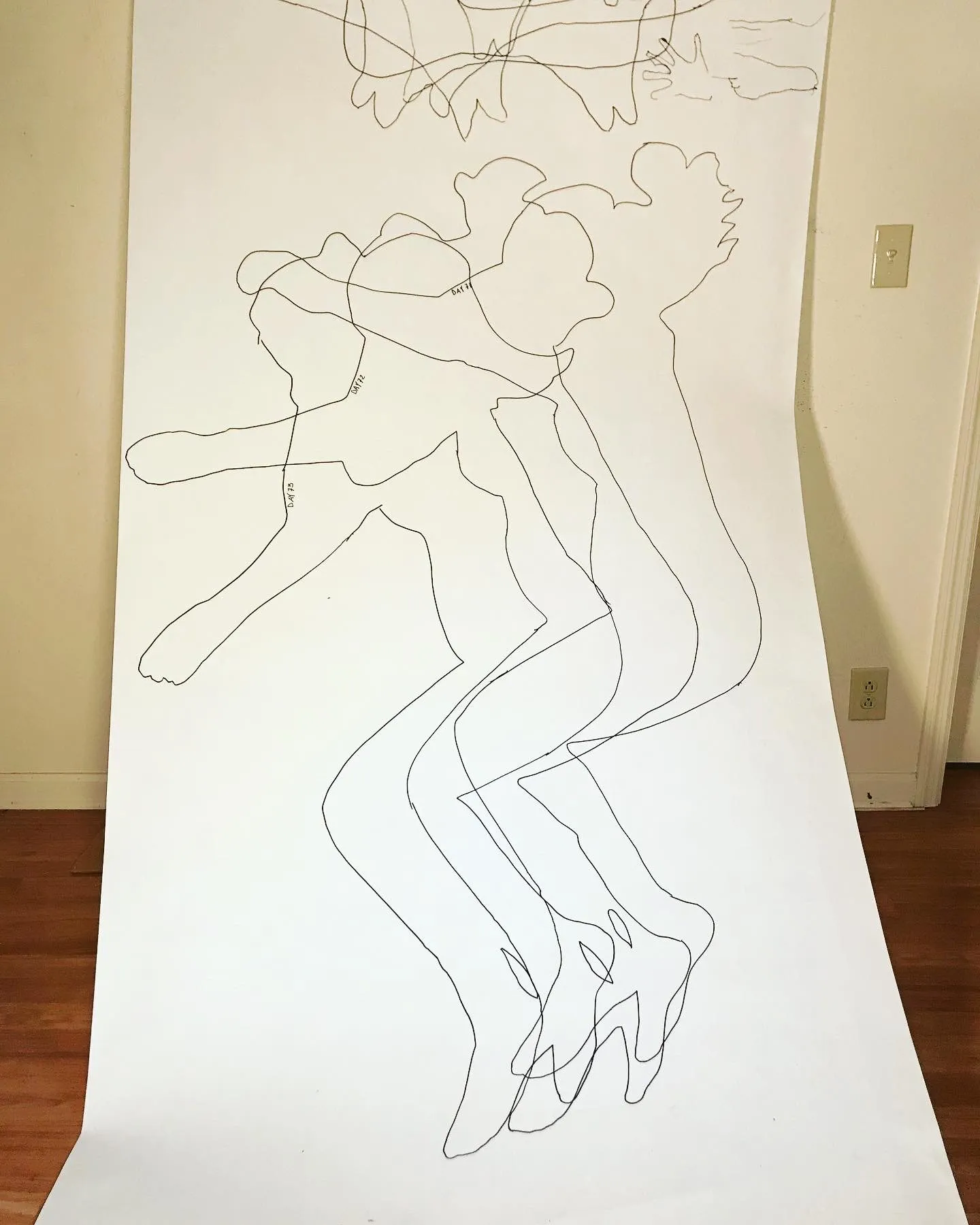 Fewer, larger figures across the sheet, Day 72 through Day 75